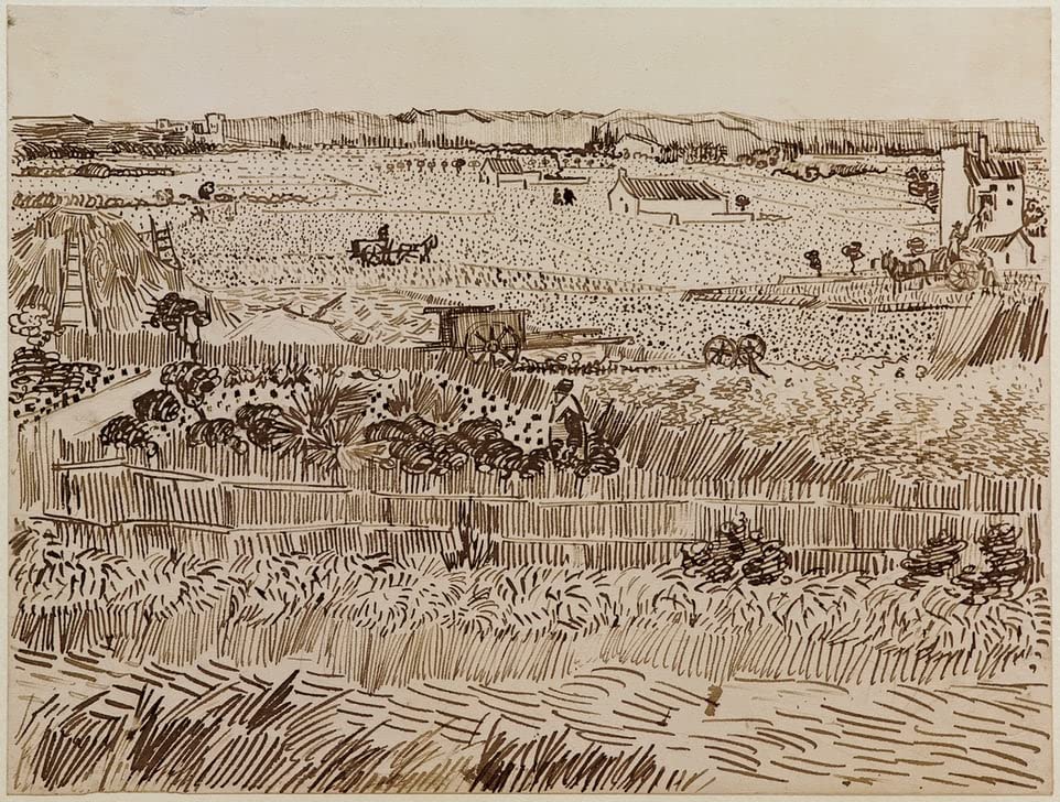 Tableau Van Gogh La Moisson pour réveiller un mur blanc triste avec un format 60x90cm
