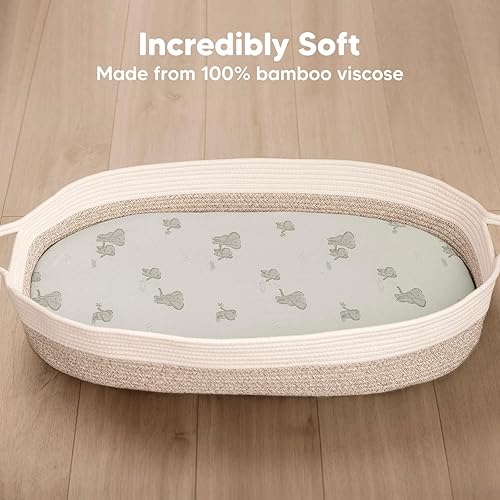 Miniatura 2 de Paquete de 2 sábanas ajustables para moisés para niñas, niños, viscosa derivada de bambú, compatibles con Halo Bassinest Swivel Sleeper, Graco, Baby