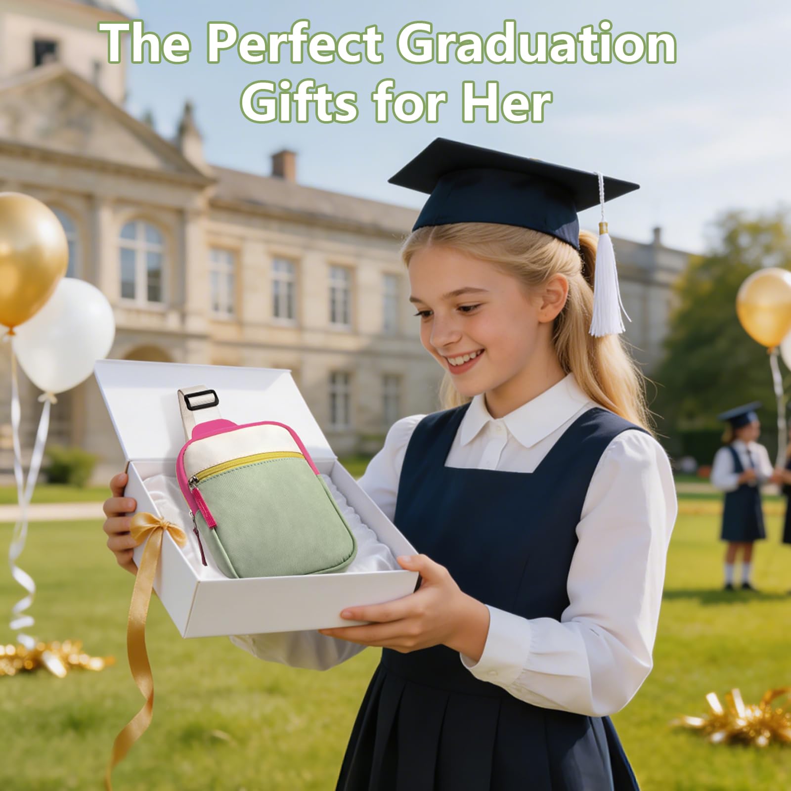 Birthday Kindergarten Graduation Gifts 8 9 10 11 12 Year Old Teens Girls Her, Fanny Pack Crossbody Bag Sling Belt Bags Purse, Communion Preppy Teen Girl Gift Trendy Stuff Travel Essentials