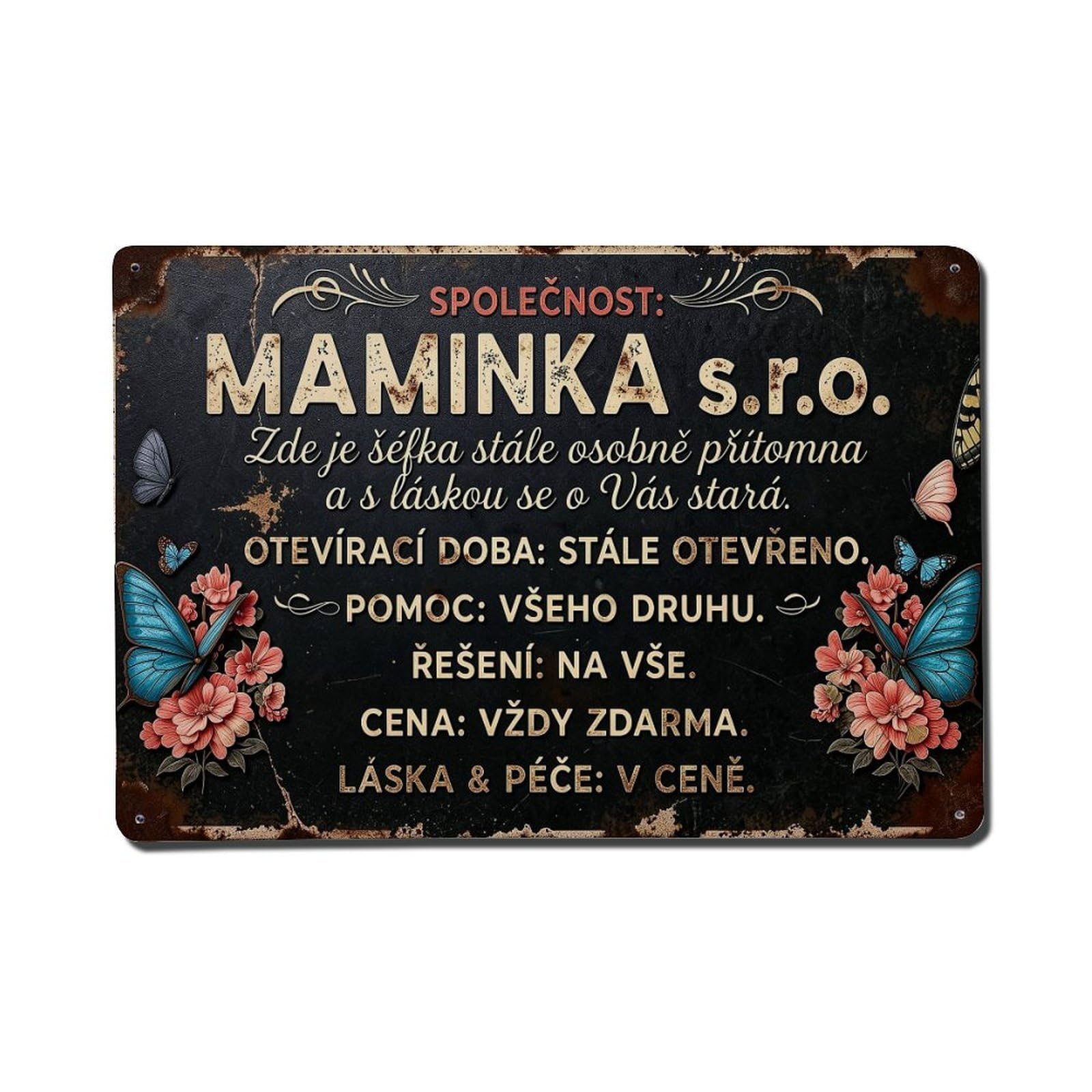 Butterfly Flower Vintage Sign Art Metal Tin Sign Plaque