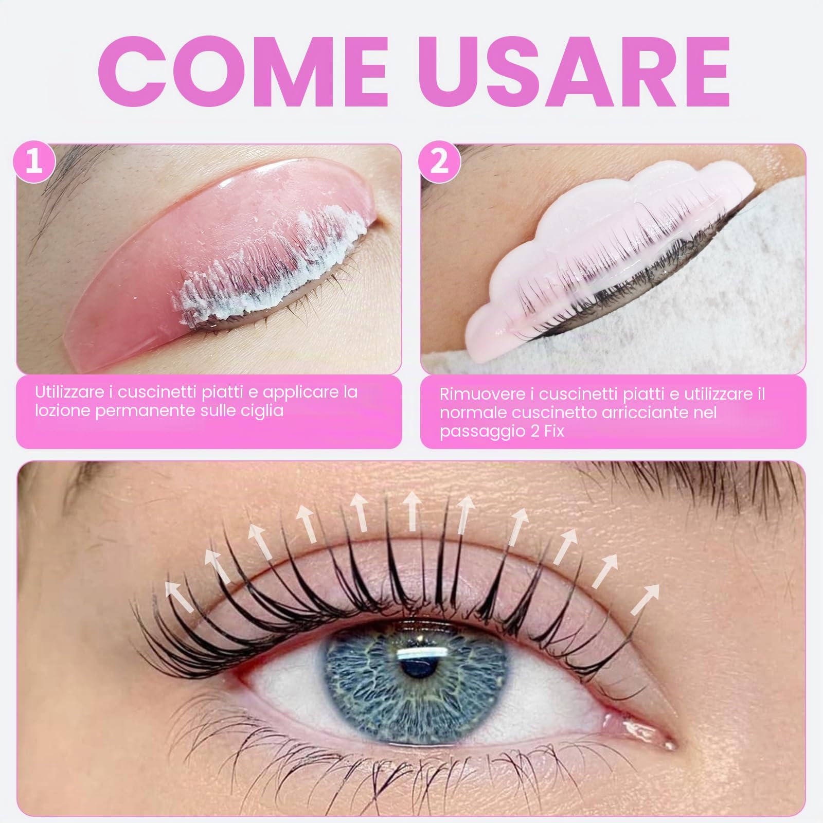 Bigodini Laminazione Ciglia, Bigodino per Ciglia Perm Pad, Solo per la Fase di Perm n. 1, Ultra Sottile e Appiccicosa, Molteplici Usi per il Salone (Rosa)
