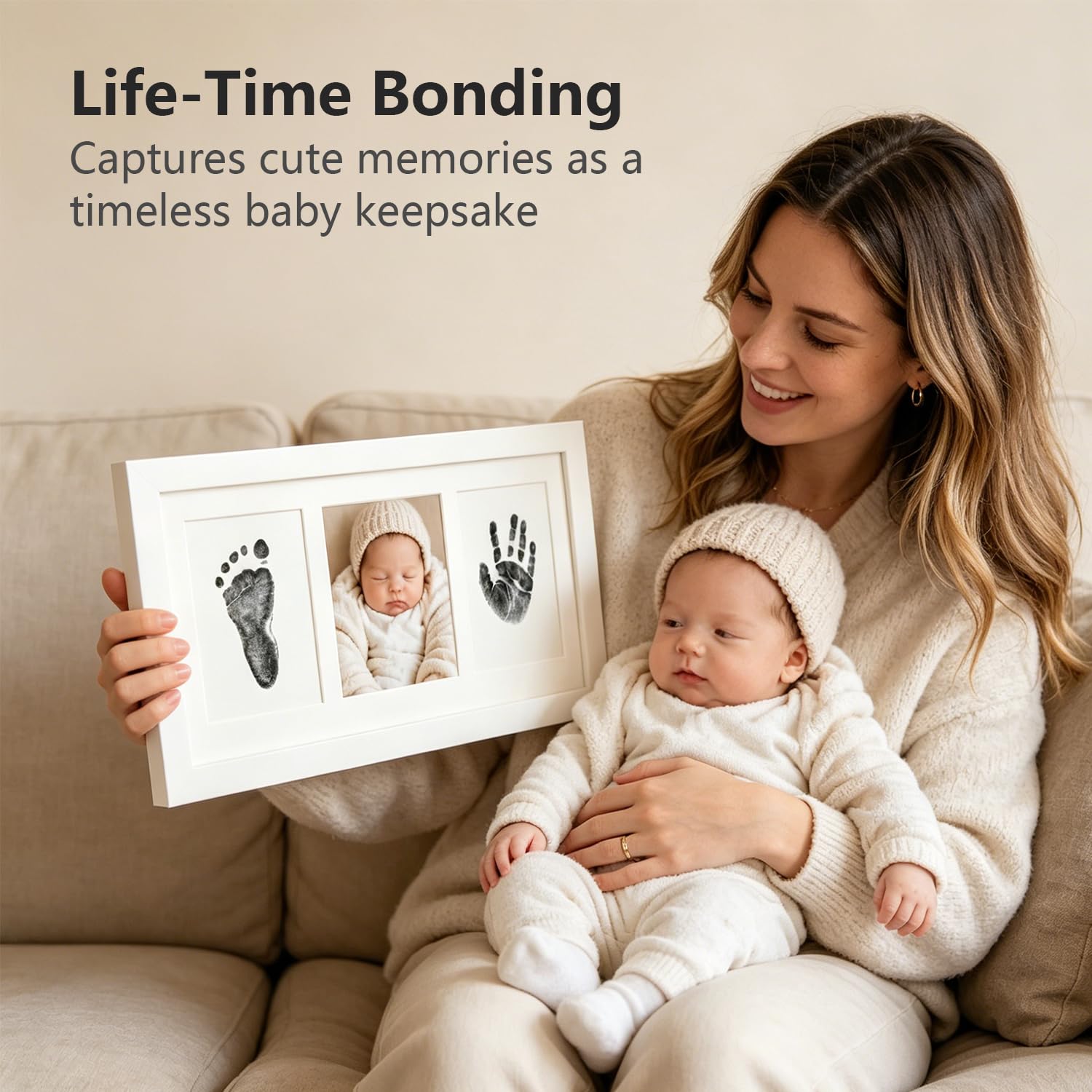 Baby Handprint and Footprint Kit per foto con cornice per bambino con tampone di inchiostro 100% Clean-Touch per neonato, regalo perfetto per neonati
