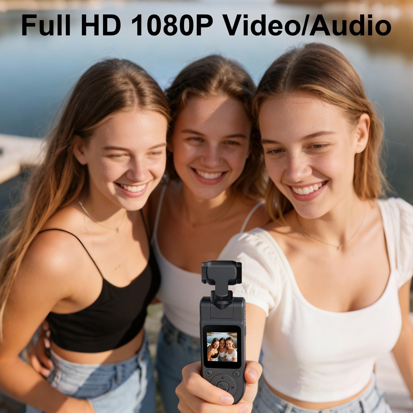 Caméra d'action de poche portable 1080p avec objectif rotatif, mini caméra corporelle avec enregistrement audio et vidéo, caméra Vlog portable pour sports de plein air, cyclisme, voyage