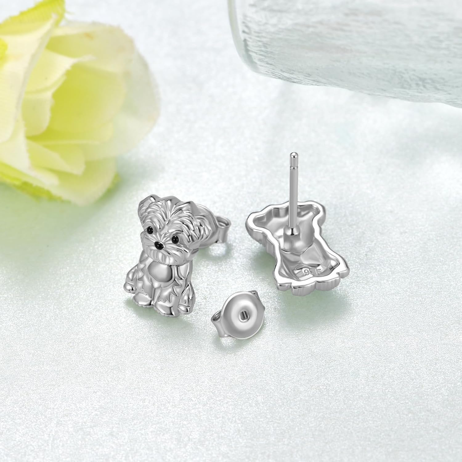 Maltese Earrings 925 Sterling Silver Maltipoo Stud Earrings Dog Jewelry Maltese Gifts for Women Dog Lover - Image 3