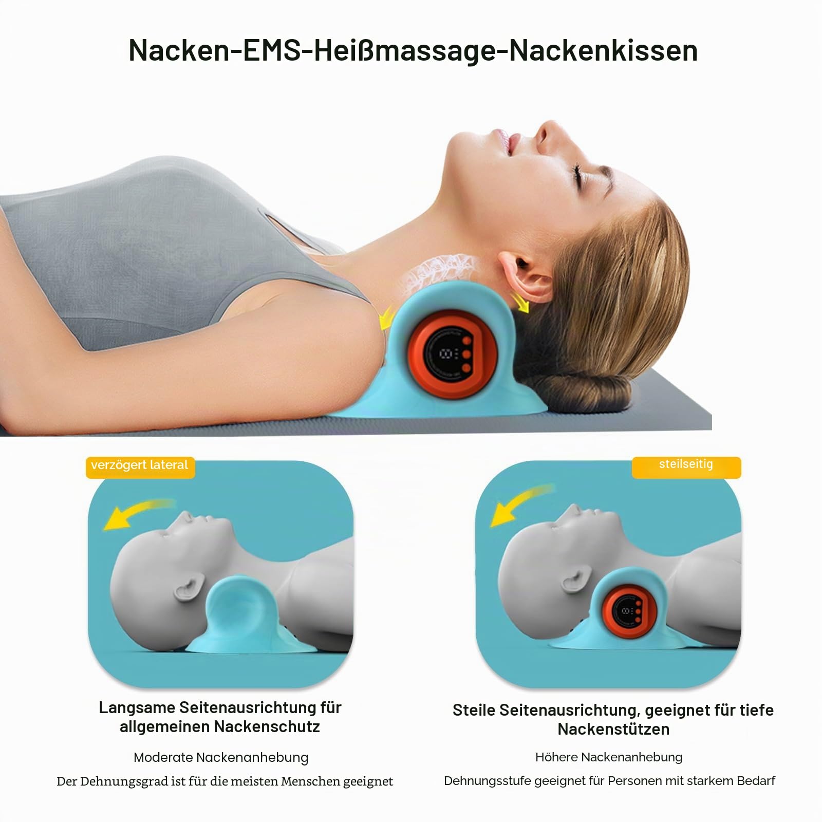 Nackenmassagegerät Elektrisch mit Wärme, 2026 Neu Kabelloses Massager(Blau)