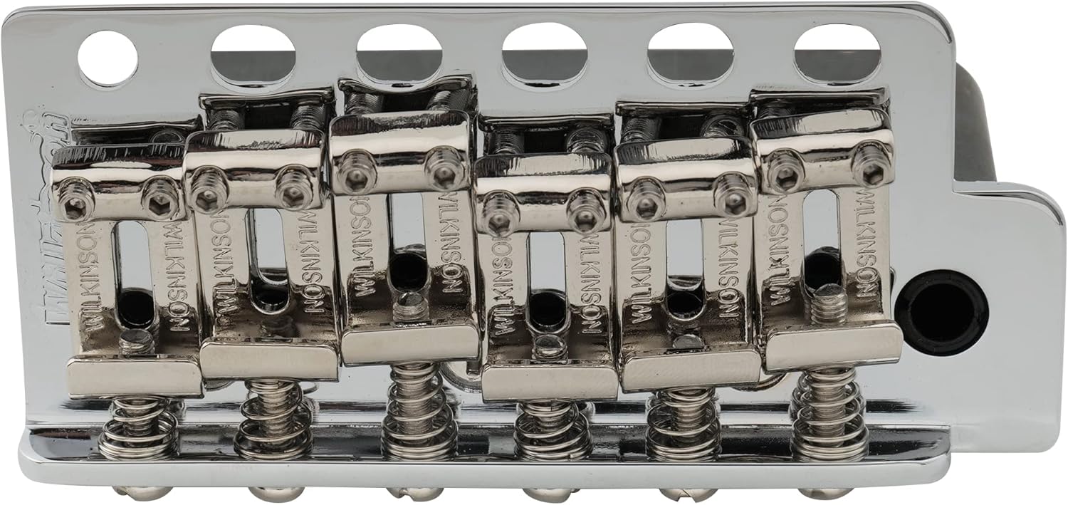Wilkinson WV6-SB 54mm 5+1 Hole Tremolo Bridge Vintage Steel Saddles with Full Steel Block for Fender USA and Japan Strat Style Electric Guitar, Chrome