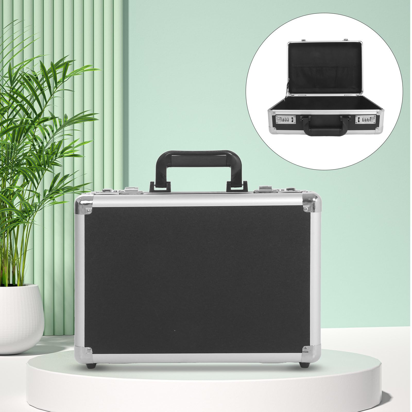 Healeved Boîte à Outils à Serrure à Code, Mallette de Rangement en Alliage D'aluminium, Noir, Compartiments Dédiés, Légère, Transport Facile, pour Outils et Tournevis, Ingénieurs, Voyage,