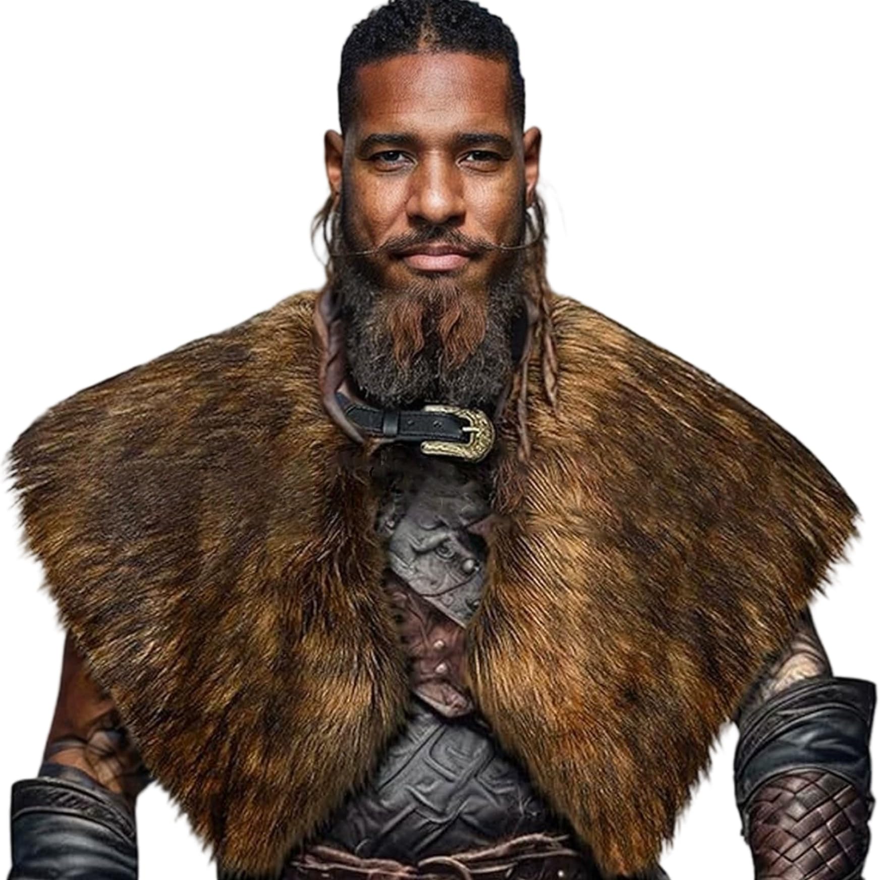 AZIDWERYQ Viking Furs Shawl, Medieval Viking Shoulder Armor Shoulder Wrap Collar Warrior Renaissance Cosplay Costume Furs Shawl