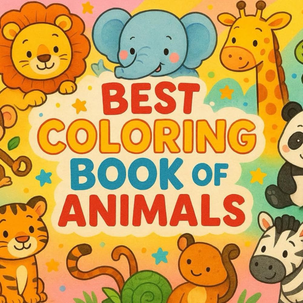 Best coloring book of animals: Best coloring book of cute and simple animals : for kids and toddlers (ages 2 : 8 )