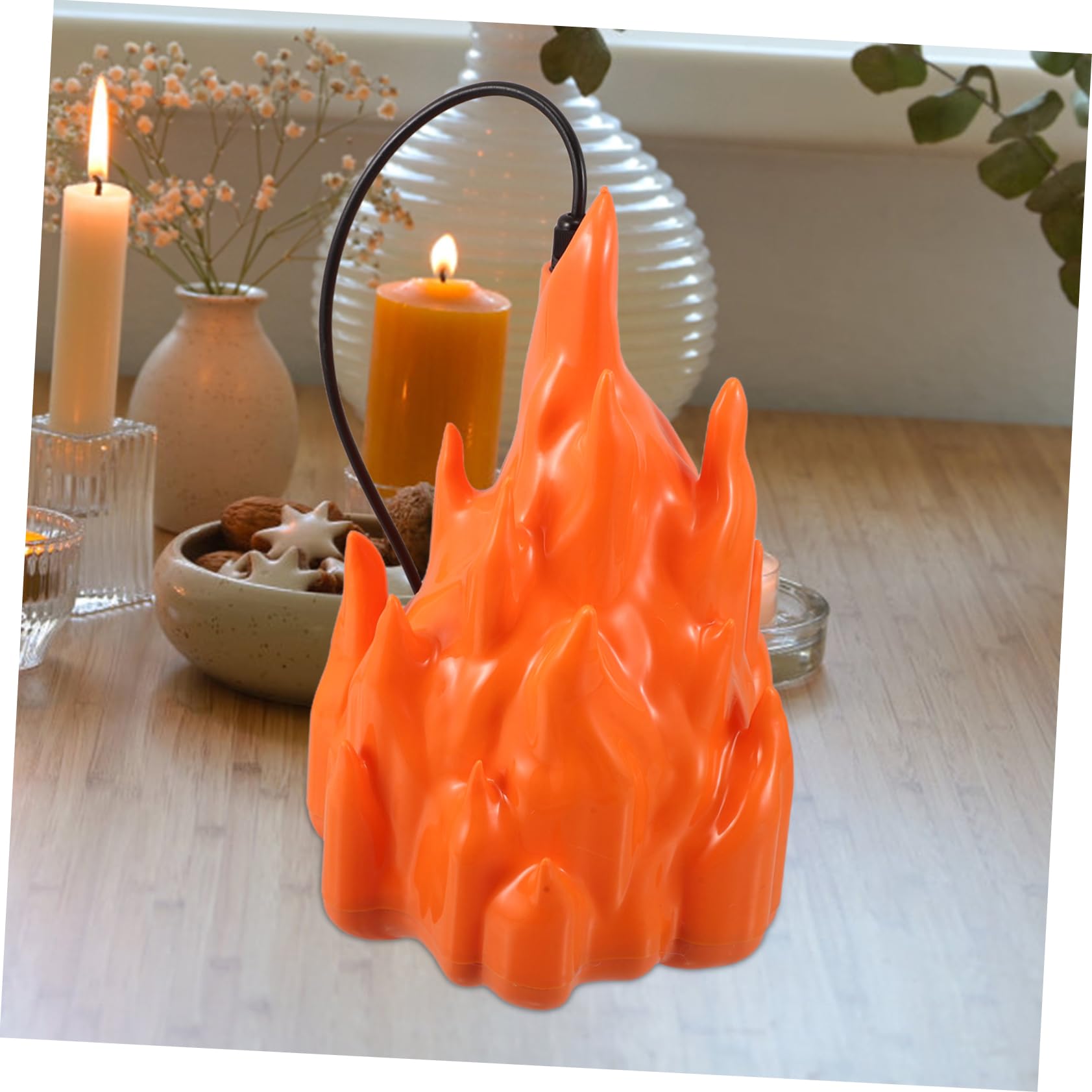Sosoport Lámpara de Llama de Simulación LED Efecto Fuego Parpadeante para Decoración del Hogar Patio Camping o Apartamento