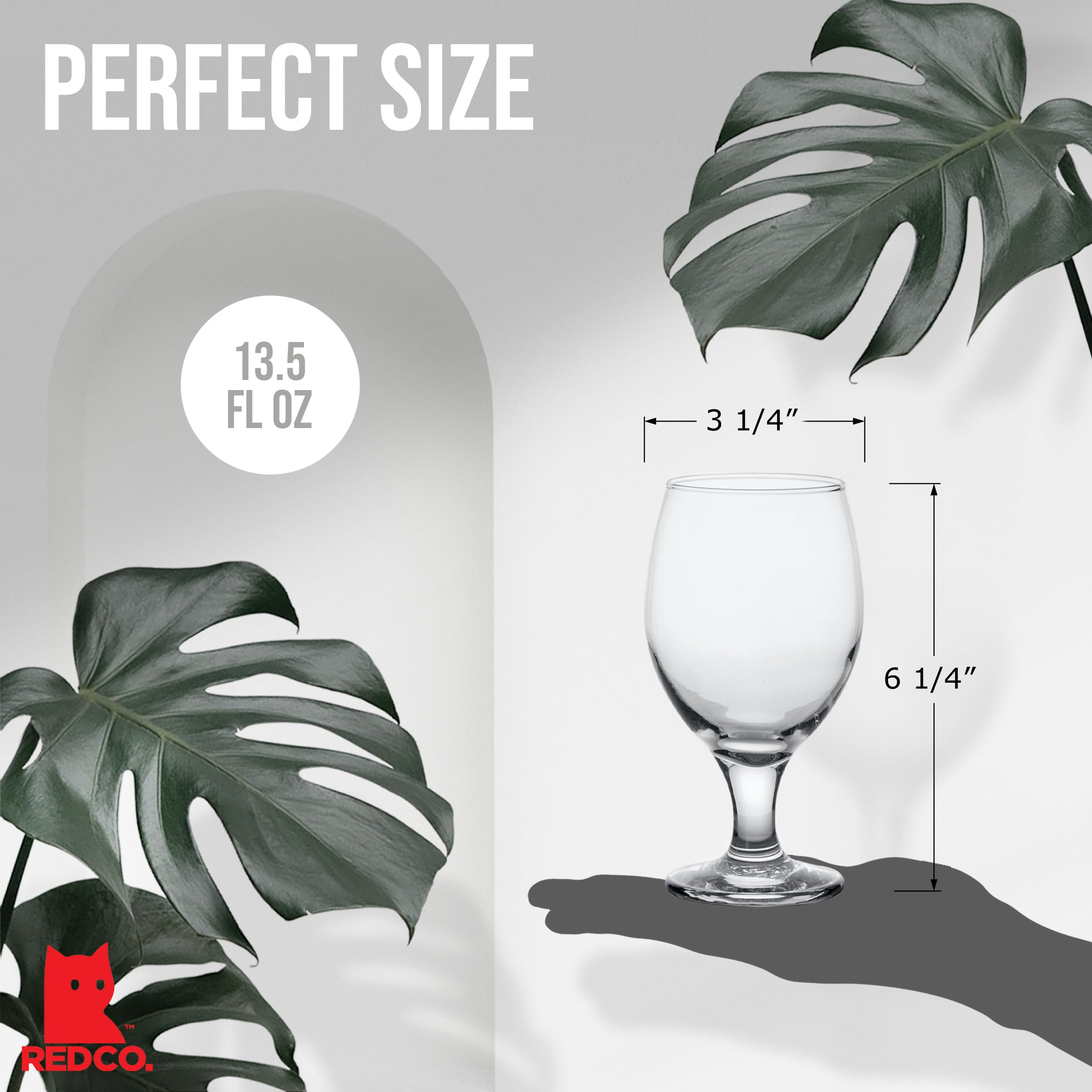 Red Co. Belluno Classic - Vasos transparentes para agua, jugo, licor, copas de vino, juego de 6 (13.5 onzas)