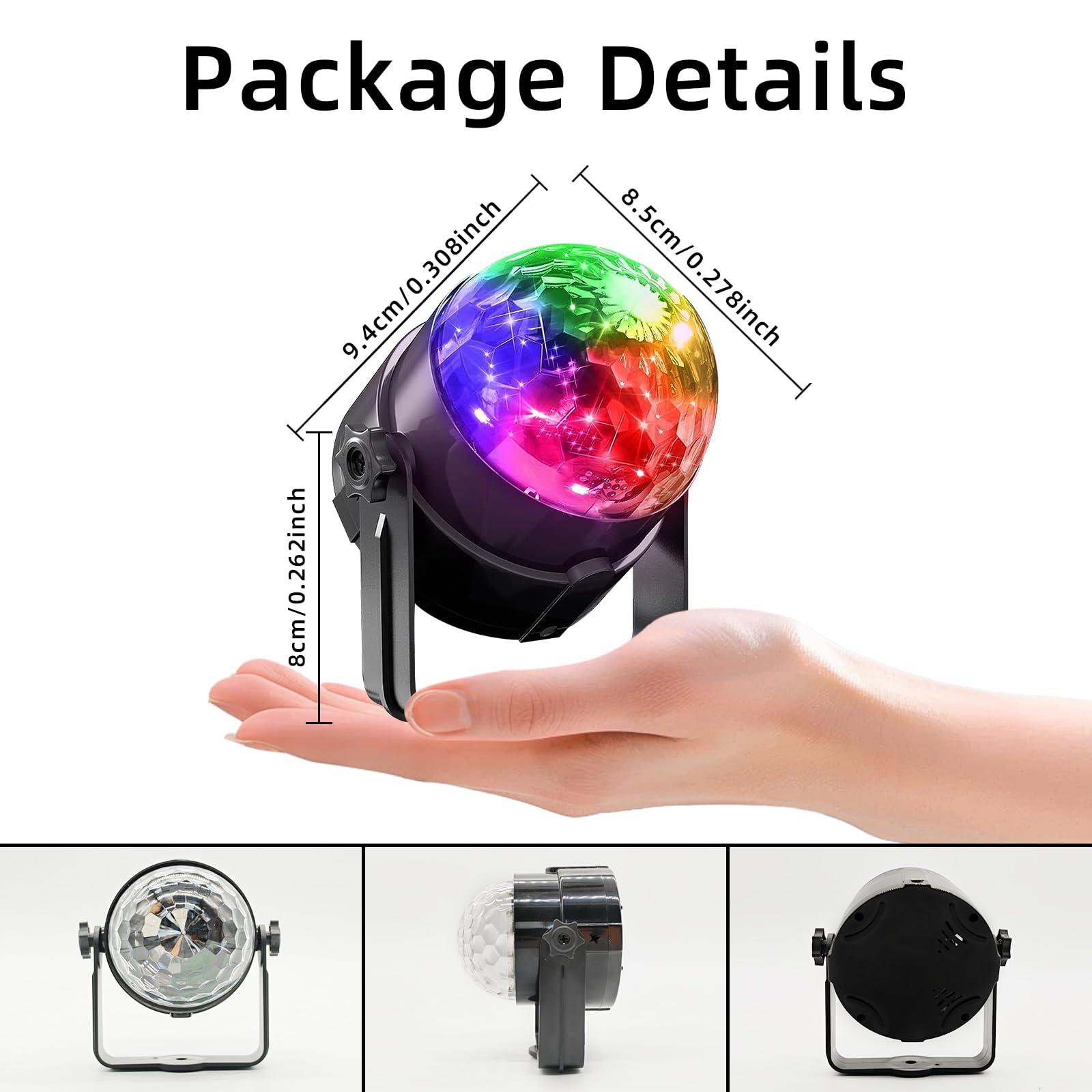 Juego de luces de discoteca para fiesta de 3 piezas, bola de discoteca de material ABS, con control remoto, luz estroboscópica de DJ, adecuada para bodas/karaoke KTV/fiestas de cumpleaños, luces de ca