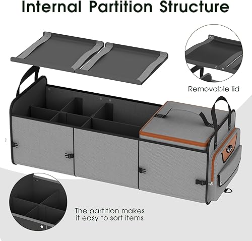 Miniatura 2 de Organizador de maletero de coche para SUV, organizador de maletero impermeable resistente, organizador plegable de coche con refrigerador,