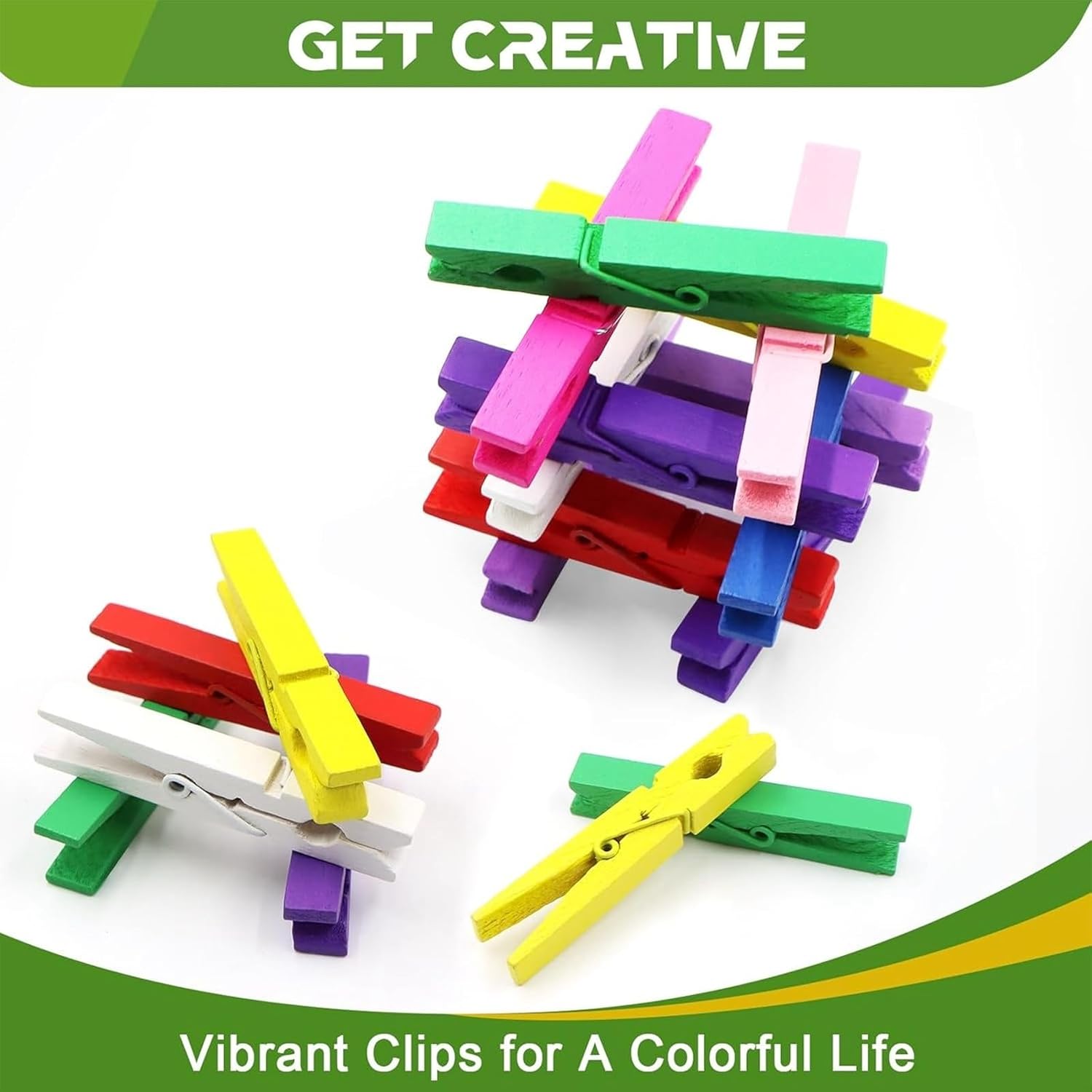 Photo Clips 150/200/300pcs Wooden Colorful Clothespins for Crafts Clothing Pins for Hanging Pictures Laundry Colored Clothes(200pcs)