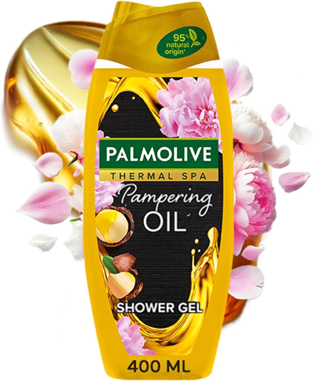 Palmolive Thermal Spa Pampering Oil Shower Gel 400ml – with macadamia oil – 95% natural origin ingredients♦ – 98% biodegradable formula – 100% natural essential oil – 30% recycled plastic bottle