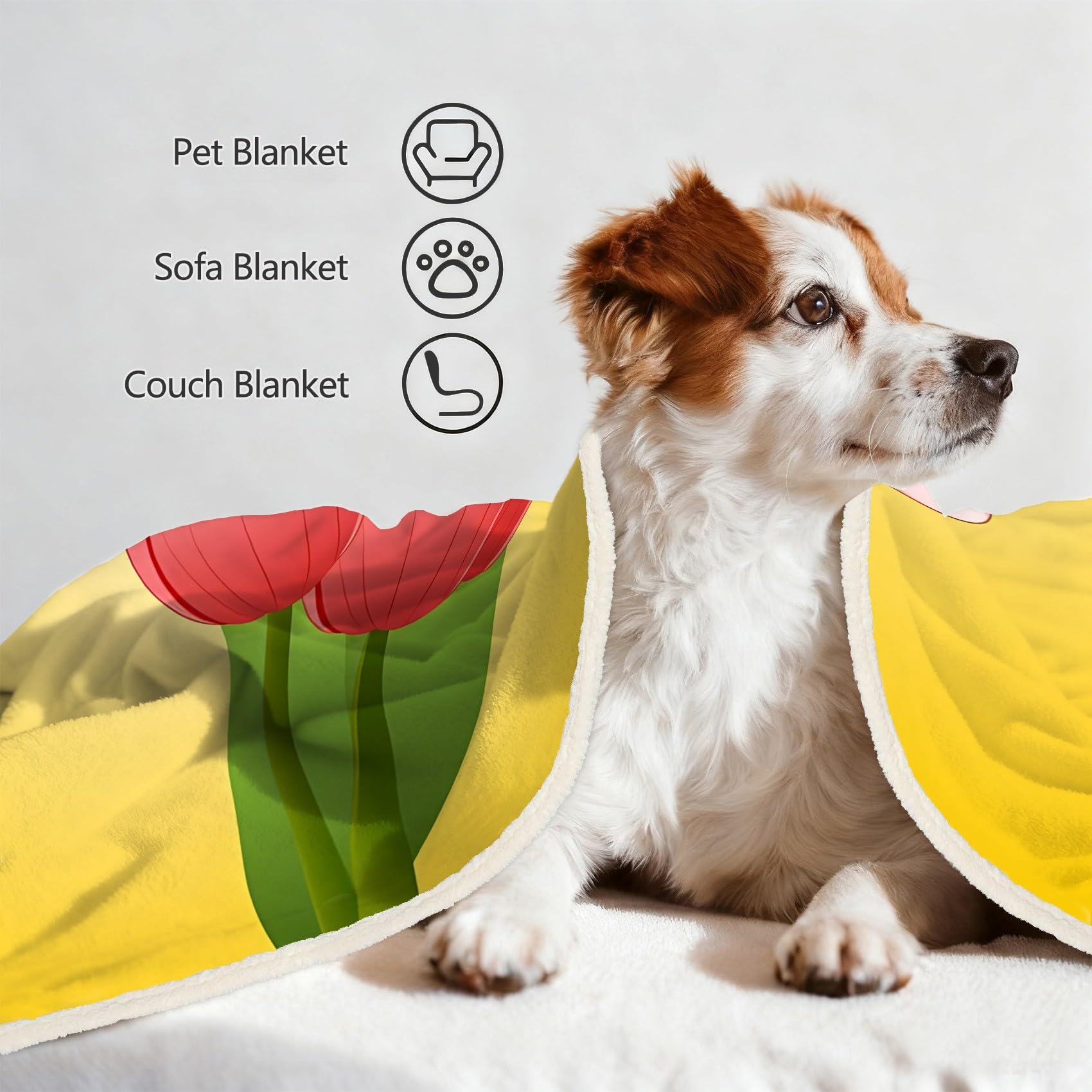 Rosa Tulpe Fleecedecke 130x150 cm – Extra dick & kuschelweich, Yellow Flauschige Decke für Einzelbett, Sofa & Wohnzimmer, Überwurf