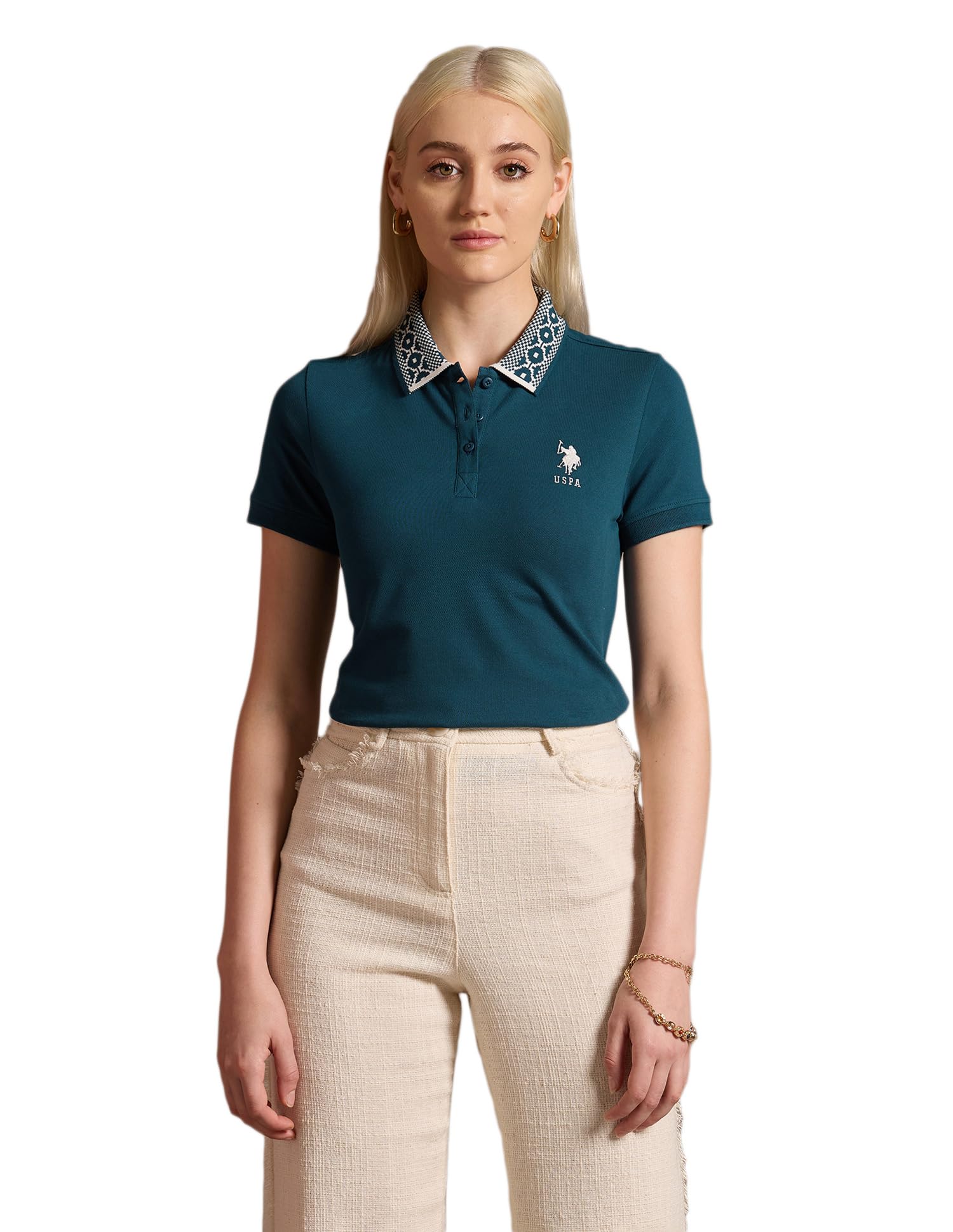 u.s. polo assn. Women's Solid Regular Fit Polo Shirt-picture-51