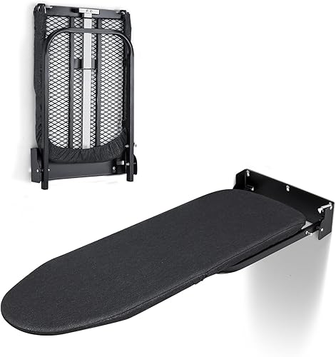 Duwee Tabla de planchar de 12 x 36 pulgadas, armario plegable con cubierta resistente al calor, tabla de planchar plegable para montaje en pared
