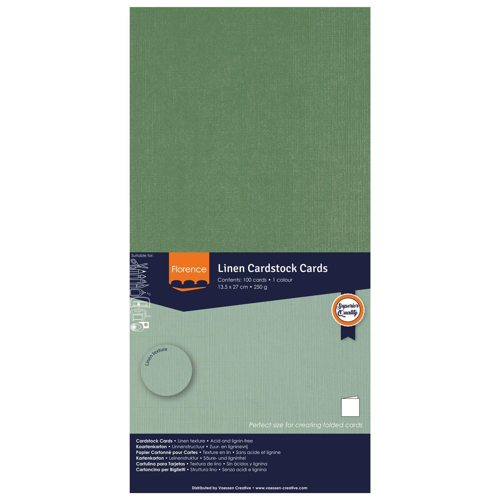 Florence Linen Cardstock 10.6 x 5.3 Inches Green (Pine), 100 Sheets of 250 GSM Coloured Paper - Image 4