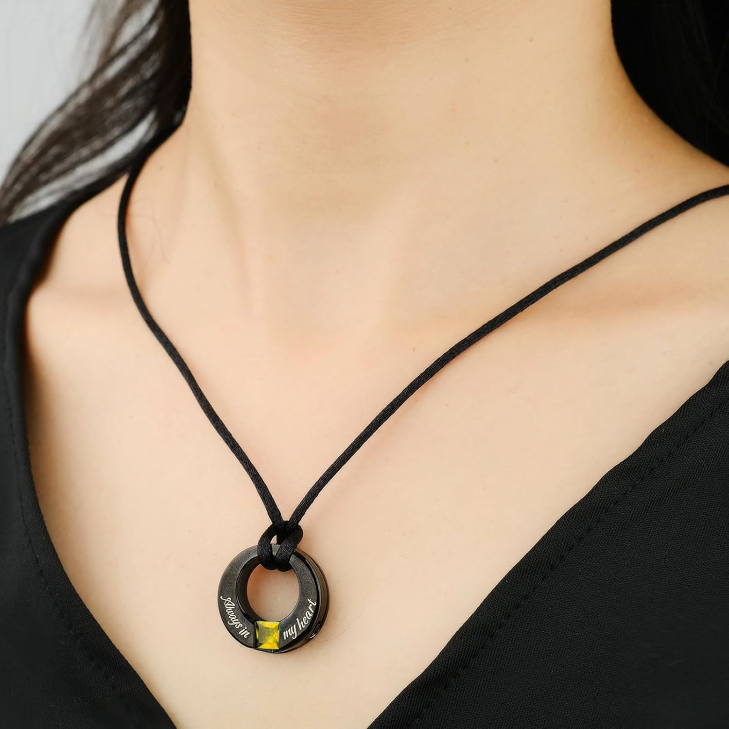 YOUFENG Birthstones Urn Necklaces for Ashes Round Cremation Pendant Urns for Human Ashes Memorial Keepsake Locket Jewelry All - Image 4