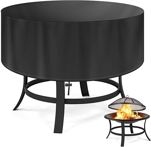 Cubierta redonda para fogata, impermeable, 32 pulgadas de diámetro x 13.7 pulgadas de alto, cubierta duradera de gas para fogatas al aire libre,