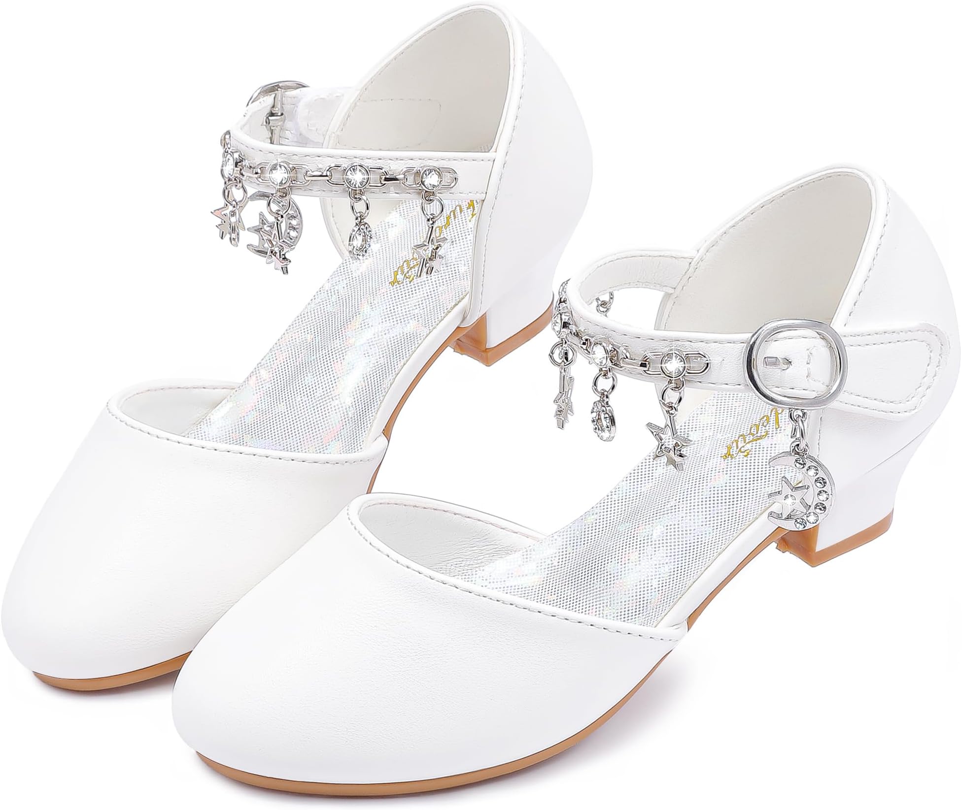 Furdeour Girls Sandals Glittler Bow Dress Shoes Princess Crystal High Heels Party Wedding Flower Girls Shoes for Kid Toddler