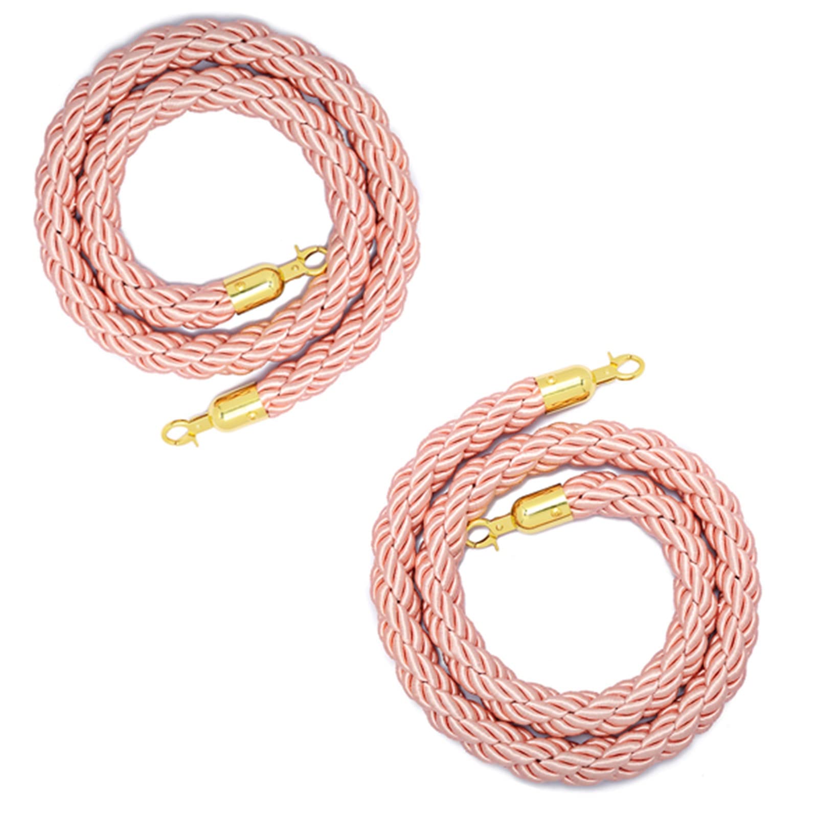 GDMDPTE Elegant Pink Crowd Control Rope Barrier - 2.5m Braided Hemp Queue Rope with Stanchions for Events Theaters Hotels - Stylish Queue Management Solution