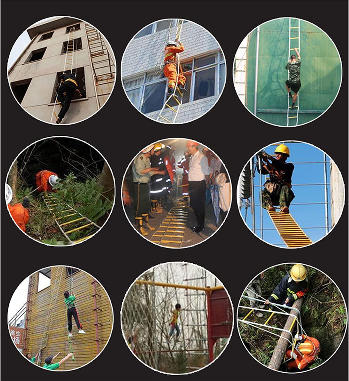 scala di corda antincendio, Scala di Evacuazione Scala di corda antincendio Scalette 1.2.3 piani Scala morbida for bambini e adulti con moschettoni Scala di sicurezza di emergenza resistente alla fiam