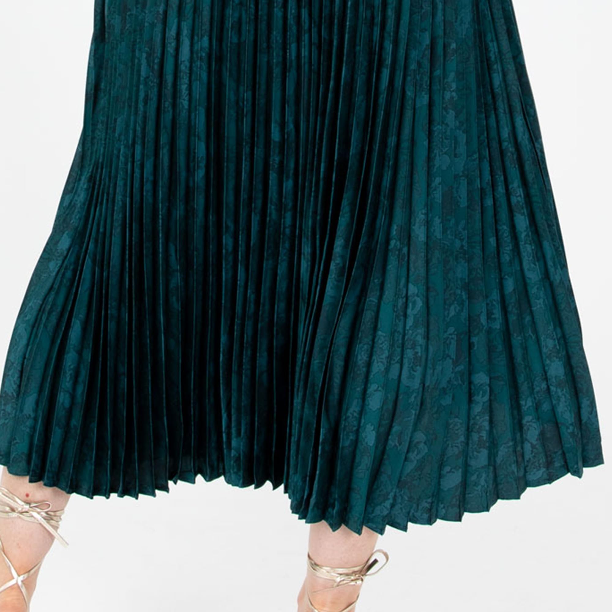 Lovedrobe Women's Midaxi Dress Ladies Emerald Green Pleated Empire A-Line High Waist Tie Neck Wedding Guest Cocktail Evening Prom Vestito Donna