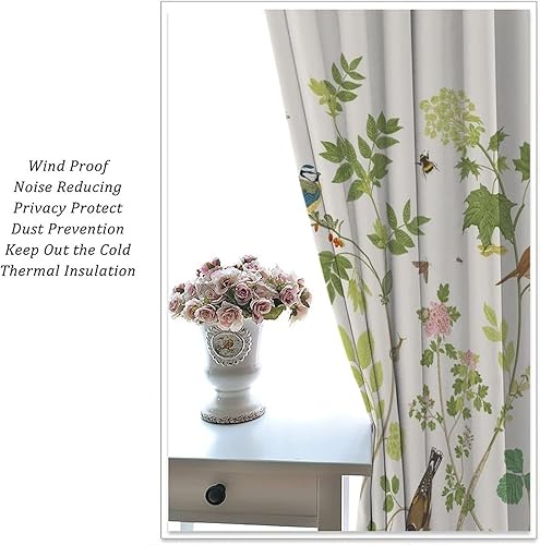 Miniatura 411 de Retro 70s Floral Blackout Window Curtains, Watercolor Flower Plant Rustic Modern Style Pattern Window Drapes, for Bedroom Living Room 42x45in 2