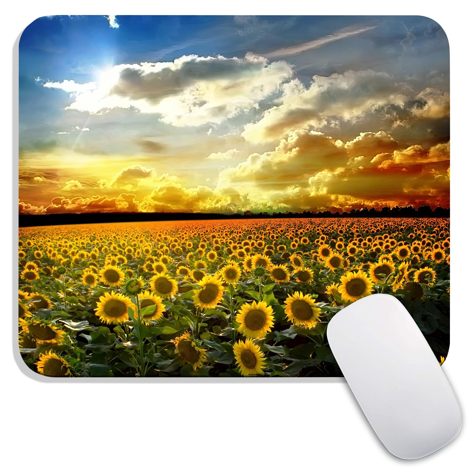 Armanza Square Mouse Pad Sunflower, Personalized Premium-Textured Custom Mouse Mat Design, Washable Mousepad Cloth, Non-Slip Rubber Base Computer