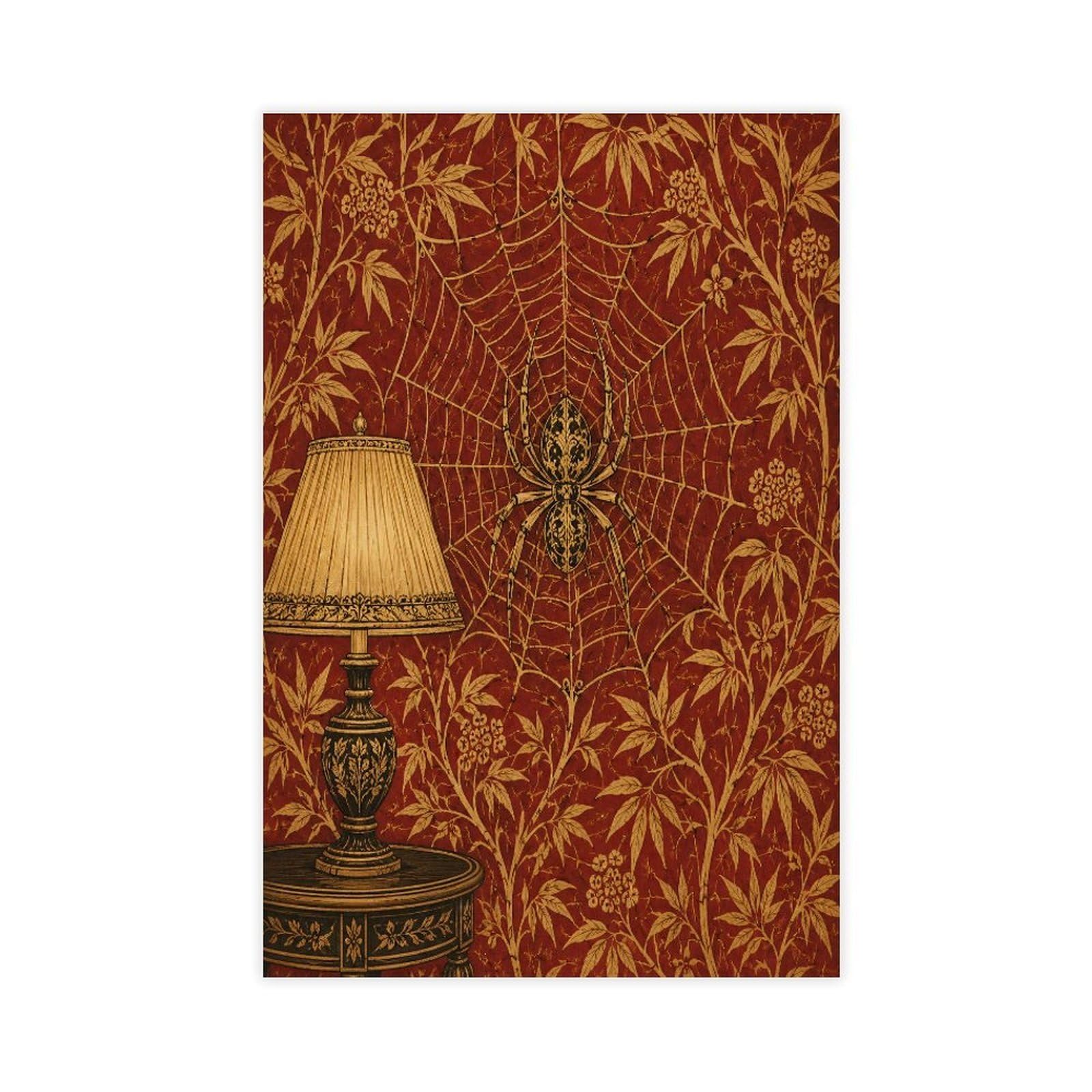 W7c8u2x3 Unframe-Style-17 Spiderweb Lamp Room Canvas Wall Art, Gothic Art Entryway