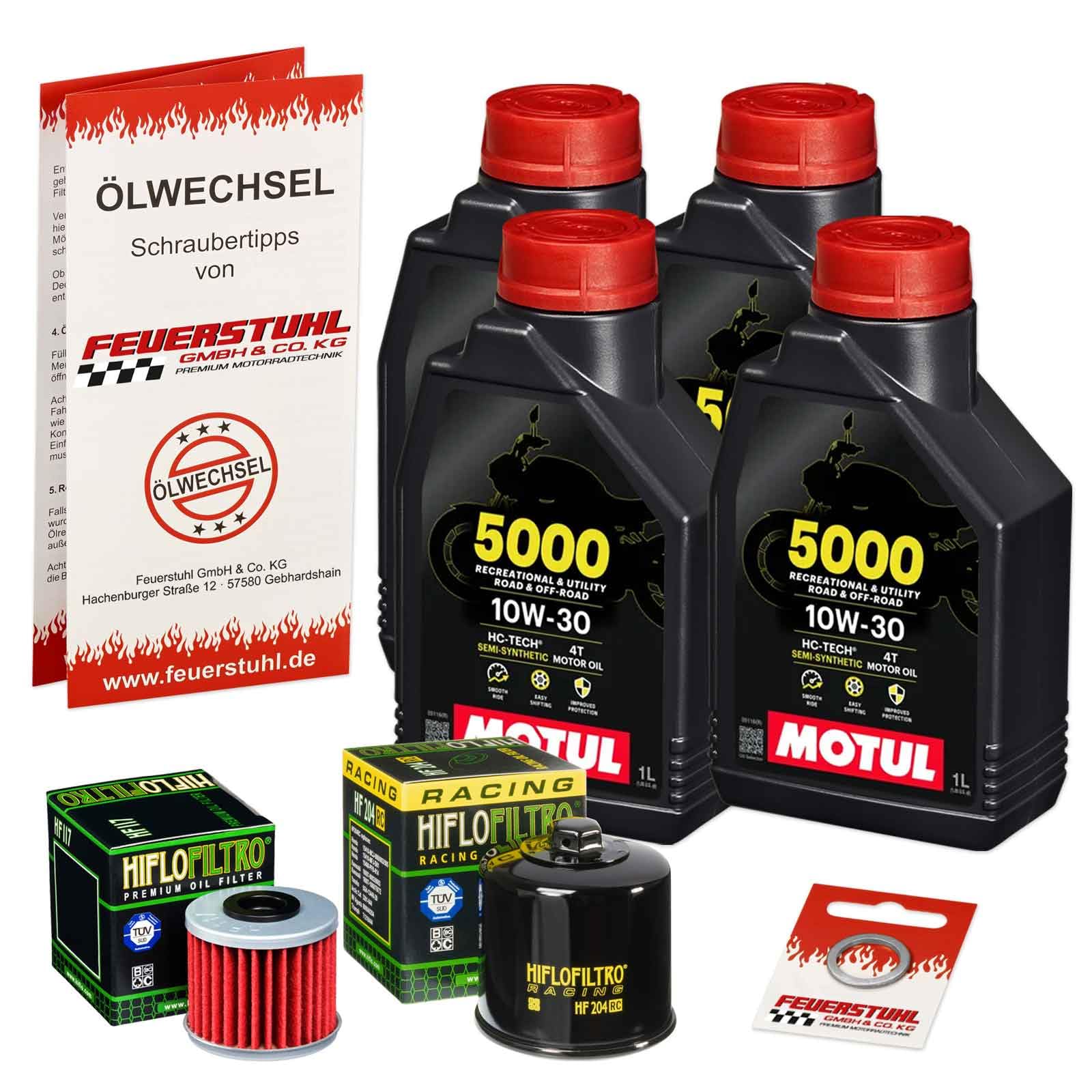 Öl & Ölfilter für Honda NC 750 S DCT, 2016-2020 (RC88), Ölwechsel Set 10W-30 Motoröl + HiFlo RACING Filter + Dichtring(e)