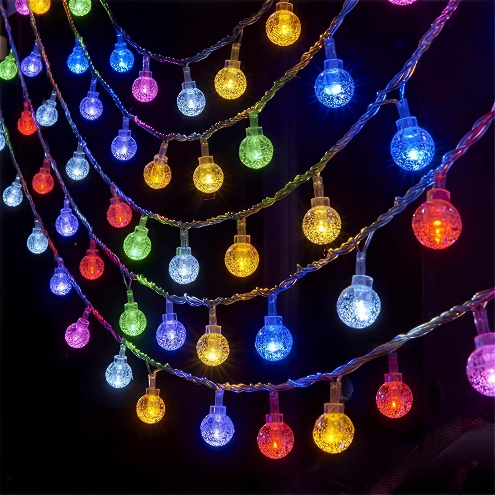 FANSU Classic Bubble LED Garden Lights, 8 Modes Indoor/Outdoor Solar String Lights, Solar Lights Outdoor Garden, for Patio Yard Home Christmas Parties Wedding Decorations (Colorful,5M/20LED)