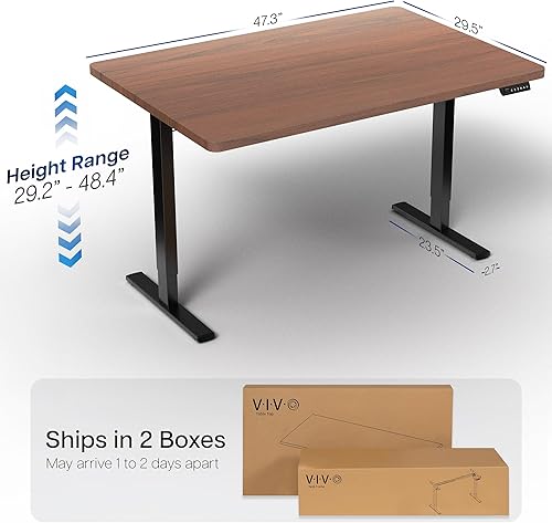 Vista 423 de VIVO DESK-KIT-1W6G - Escritorio eléctrico de pie de 60 x 24 pulgadas, ajuste de altura de memoria, serie 1B, parte superior de nogal oscuro de una