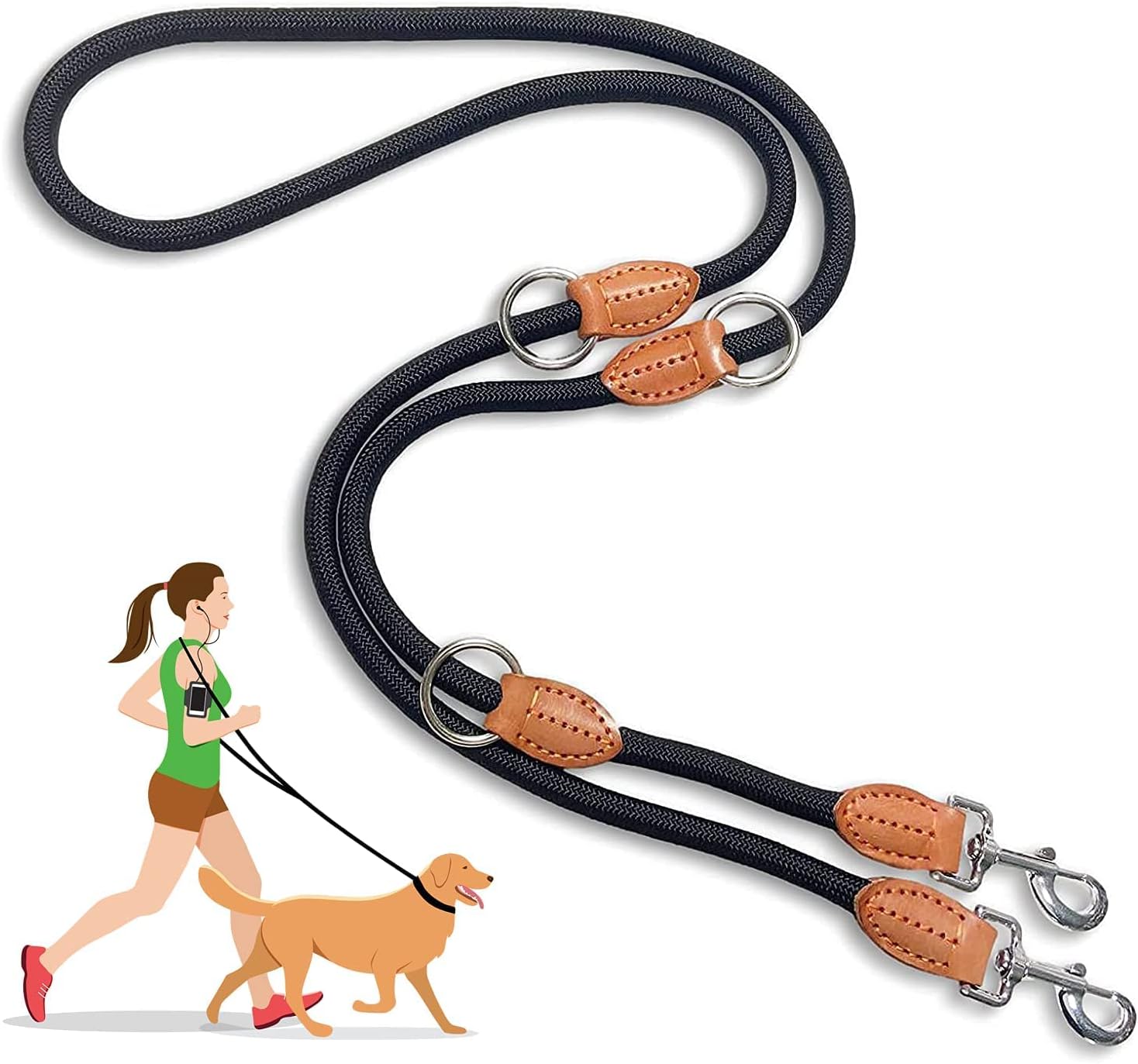 MultiFunction Hands Free Dog Lead (7ft) Strong Dog Training Leads, 1