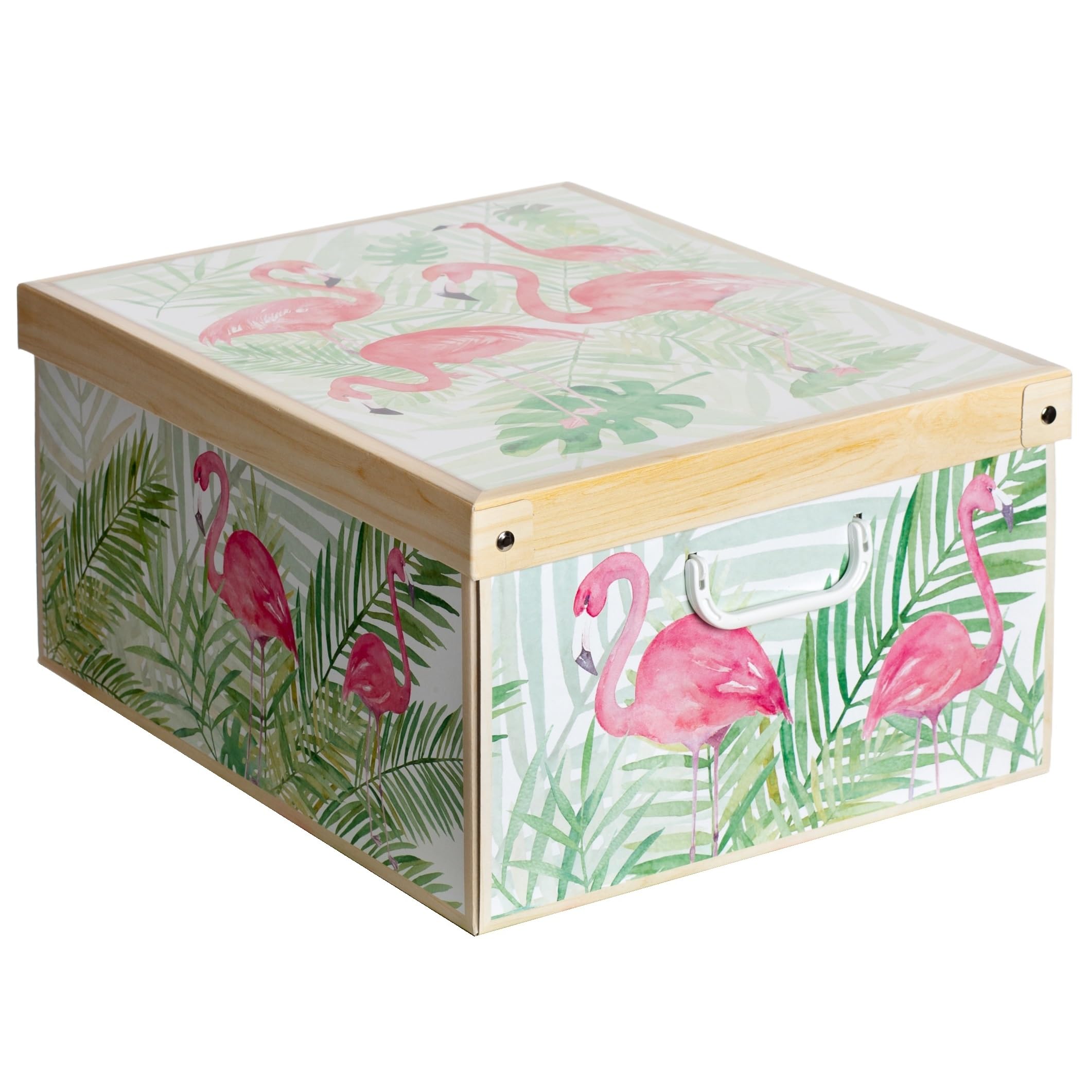 Lavatelli Set 6 Scatole Armadio Portaoggetti con Coperchio – Organizer Cambio Stagione in Cartone 39x50x24 cm – Made in Italy, Resistenti, Facili da Montare, con Maniglie, FENICOTTERI