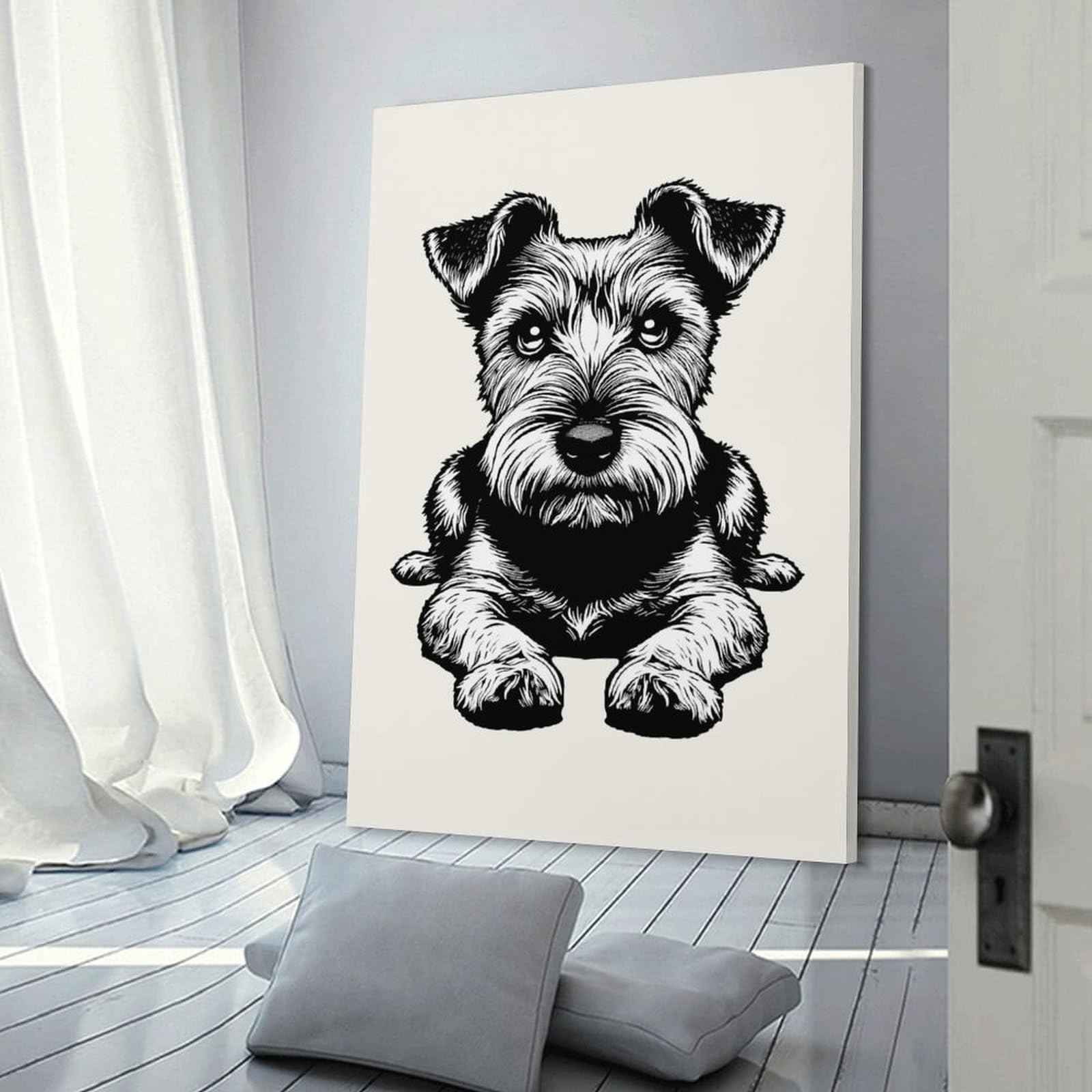 Junmoney The Norfolk Terrier Canvas Wall Art, 20x30inch(50x75cm), for Bedroom, Guest Room Or Reading Nook, Decorative Wall Art for Cosy Rooms