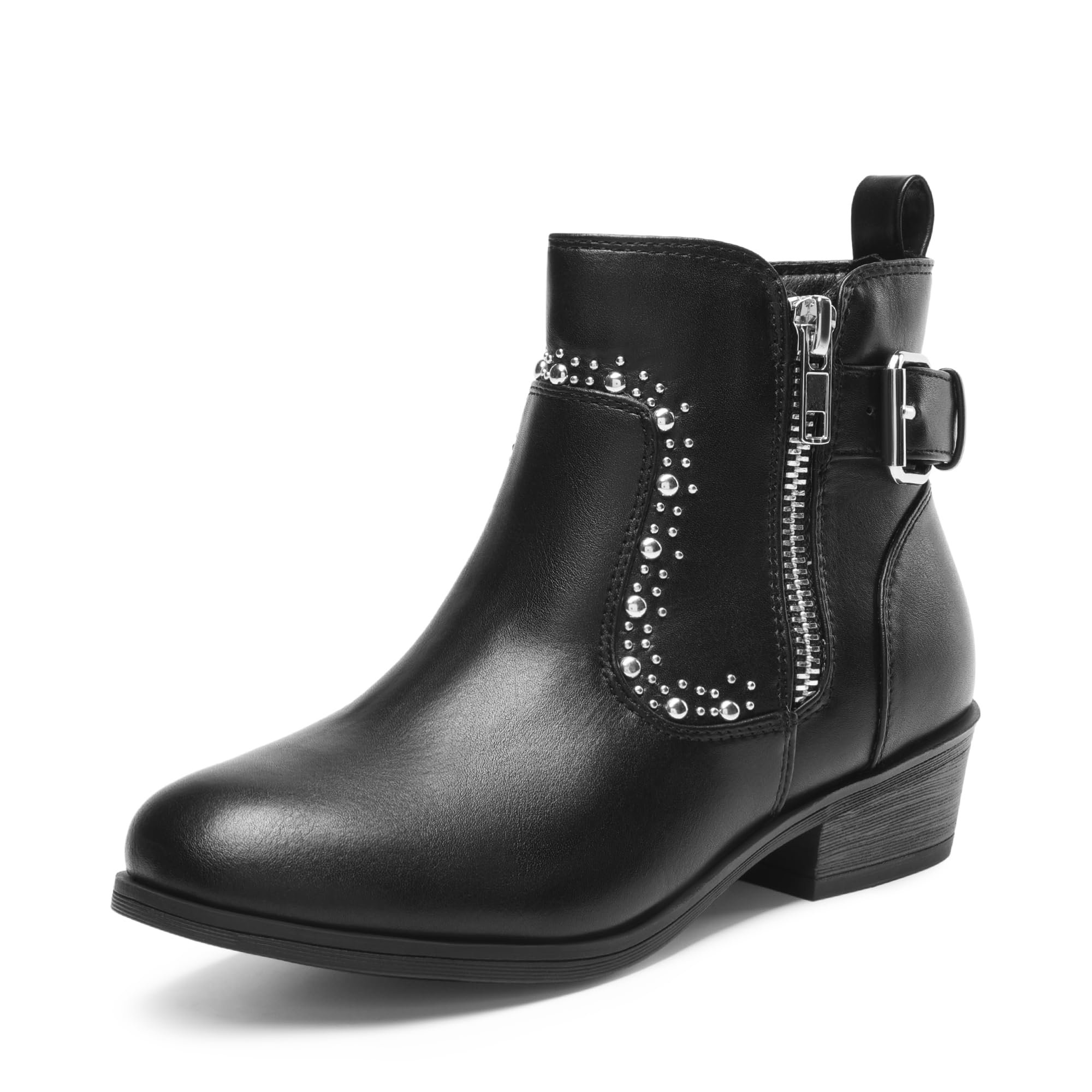 DREAM PAIRSGirls Boots Low Heel Side Zipper Ankle Booties Little Kid/Big Kid