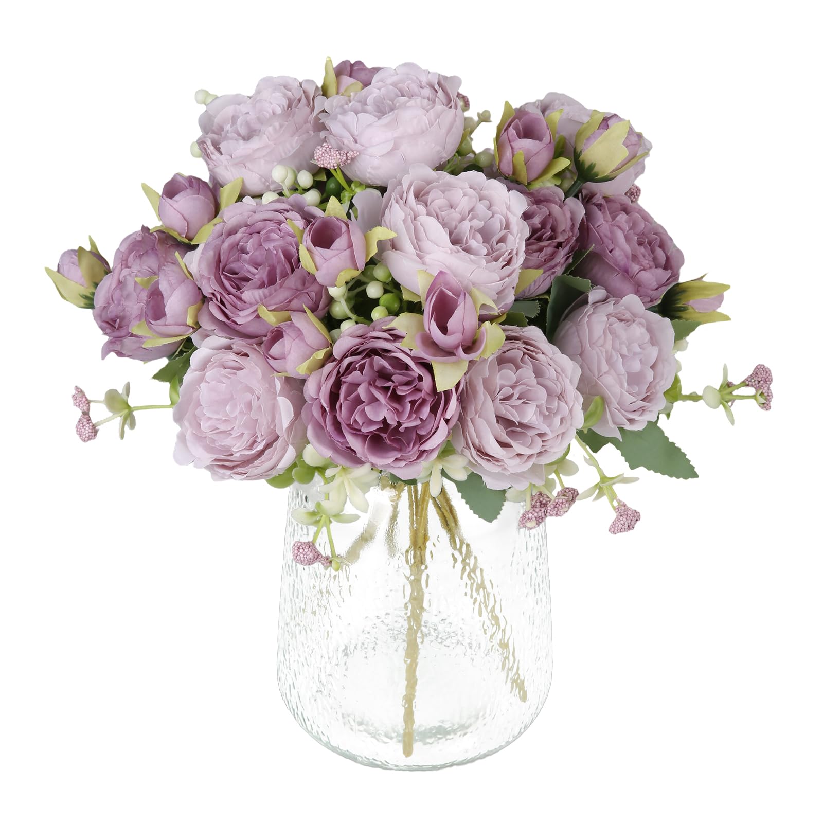 Tuocal 4 Bunches Peony Artificial Flowers, Fake Silk Peonies Bouquet for Wedding Home Table Centerpieces Floral Arrangement Office Decor, Purple