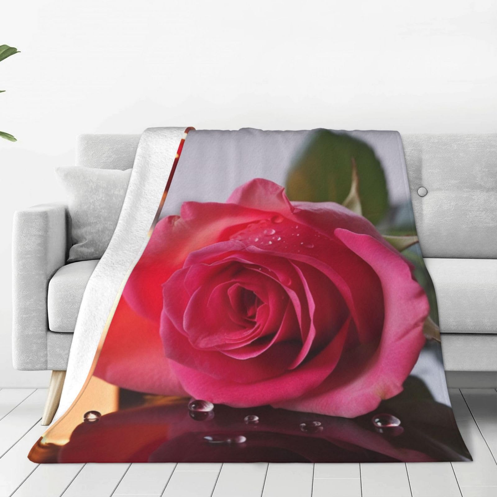 Couverture rose anti-froid légère en micro polaire pour lit et canapé