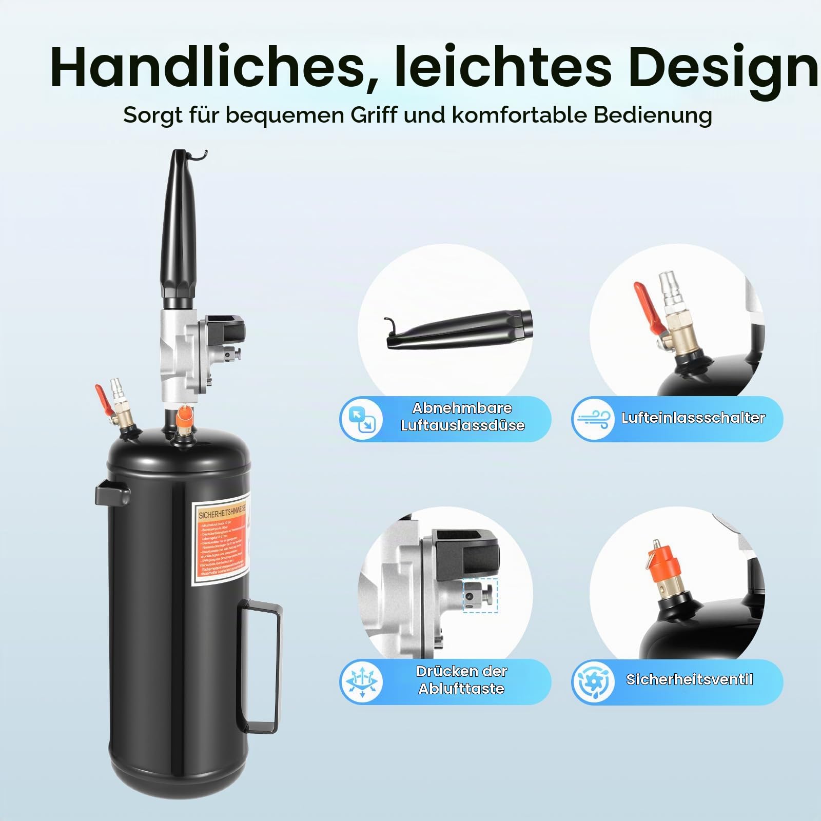 12L Reifen Reifenfüller Booster Reifenbooster Reifenschockfüller Airbooster Professioneller Reifenfüller Reifenbefüller für LKW Auto PKW