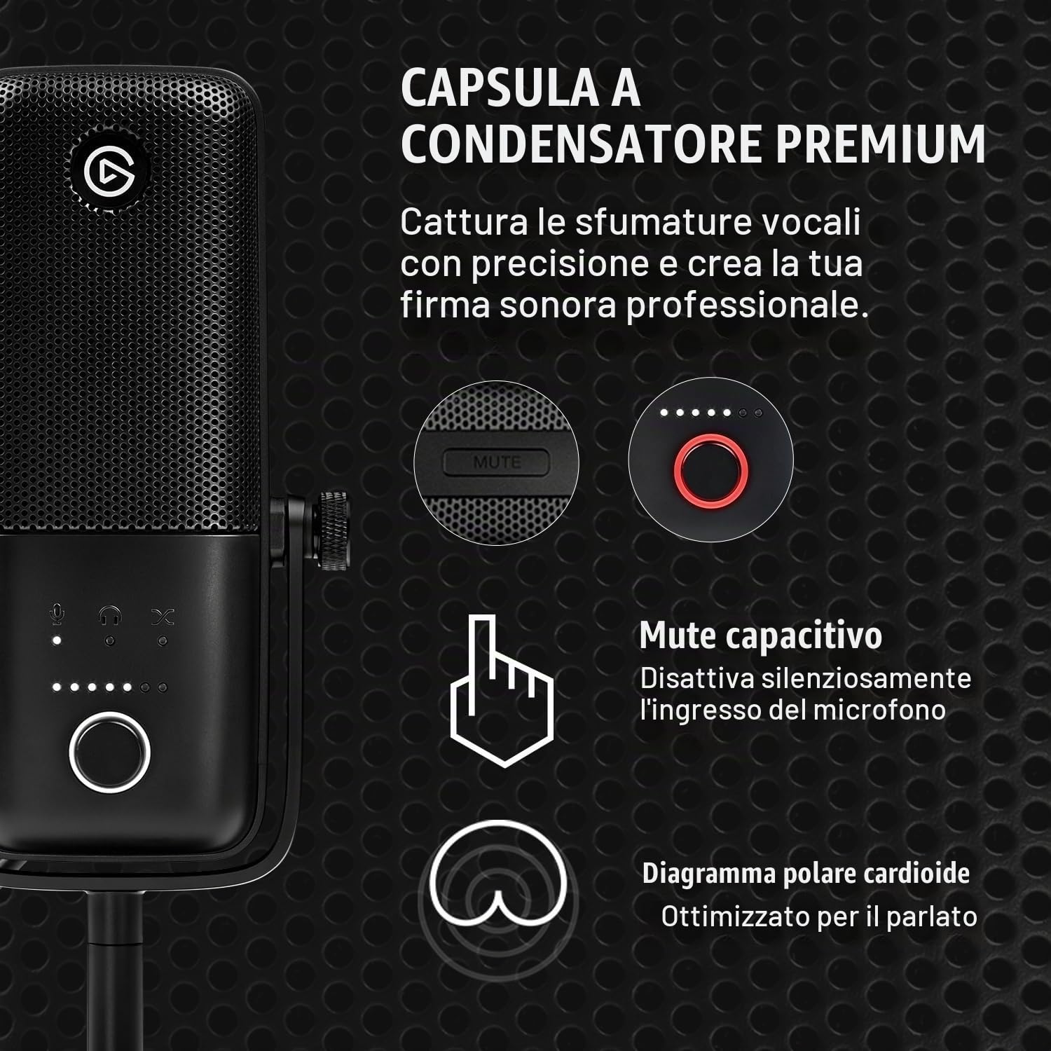 Elgato Wave:3 microfono con braccio a profilo basso, regolabile, con canalina per cavi, ideale per podcast, streaming, gaming, home office, software di mixaggio gratis, Plug & Play per Mac, PC