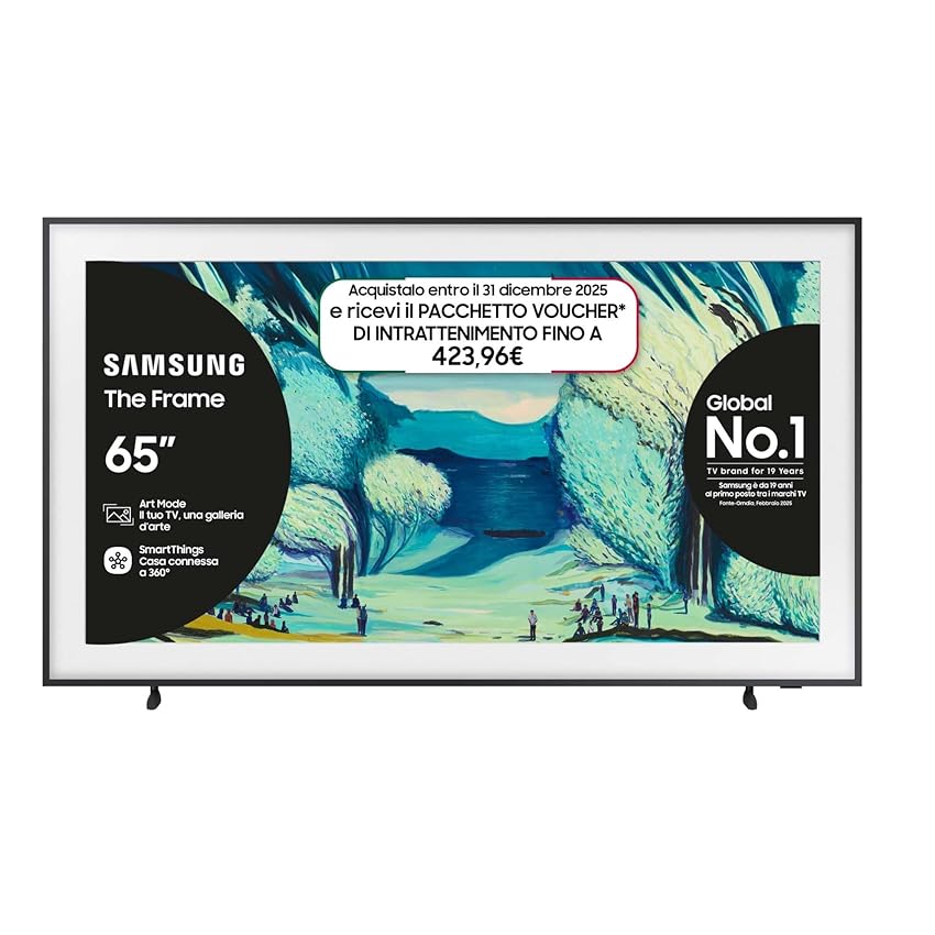 Samsung Smart TV 65'' QE65LS03FAUXZT QLED 4K, NQ4 AI Gen2 Processor, 4K AI Upscaling, Art Mode, Matte Display, Dolby Atmos & OTS Lite, Modern Frame Design, 2025