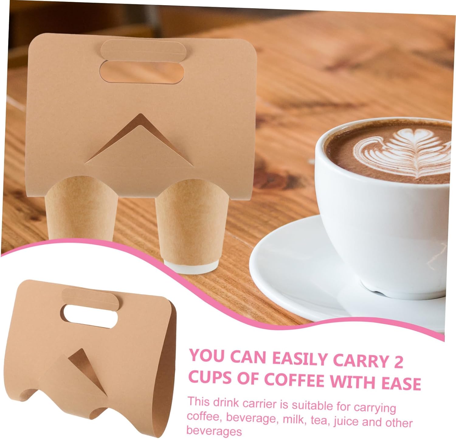 DECHOUS 50pcs Milk Tea Holder Cup Holder Drink Cup Carrier for Takeout Beverage Organizer