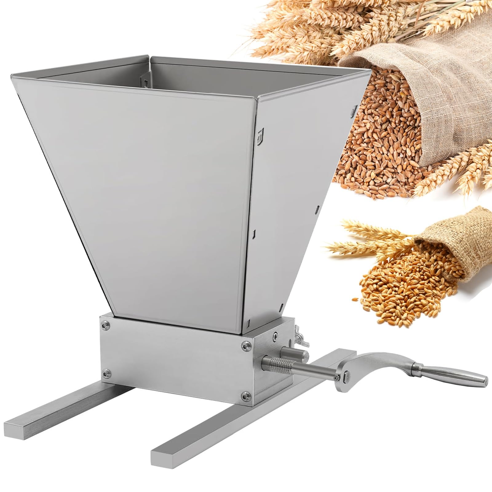 Broyeur manuel de malt à 2 rouleaux en acier inoxydable de 4 L pour blé
