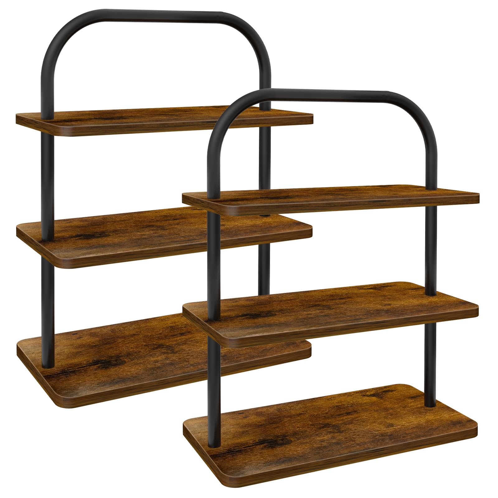 Soporte para magdalenas para 50 cupcakes, paquete de 2 soportes de metal de madera de 3 niveles, soporte de exhibición reutilizable para cupcakes, bandeja escalonada, mesa de postre, juego de bandejas