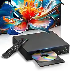 Leitores de DVD para TV com HDMI, leitor de DVD gratuito para todas as regiões para Smart TV, cabos HDMI e RCA e controle remoto incluído, entrada USB, PAL/NTSC, Up-Converter para 1080P