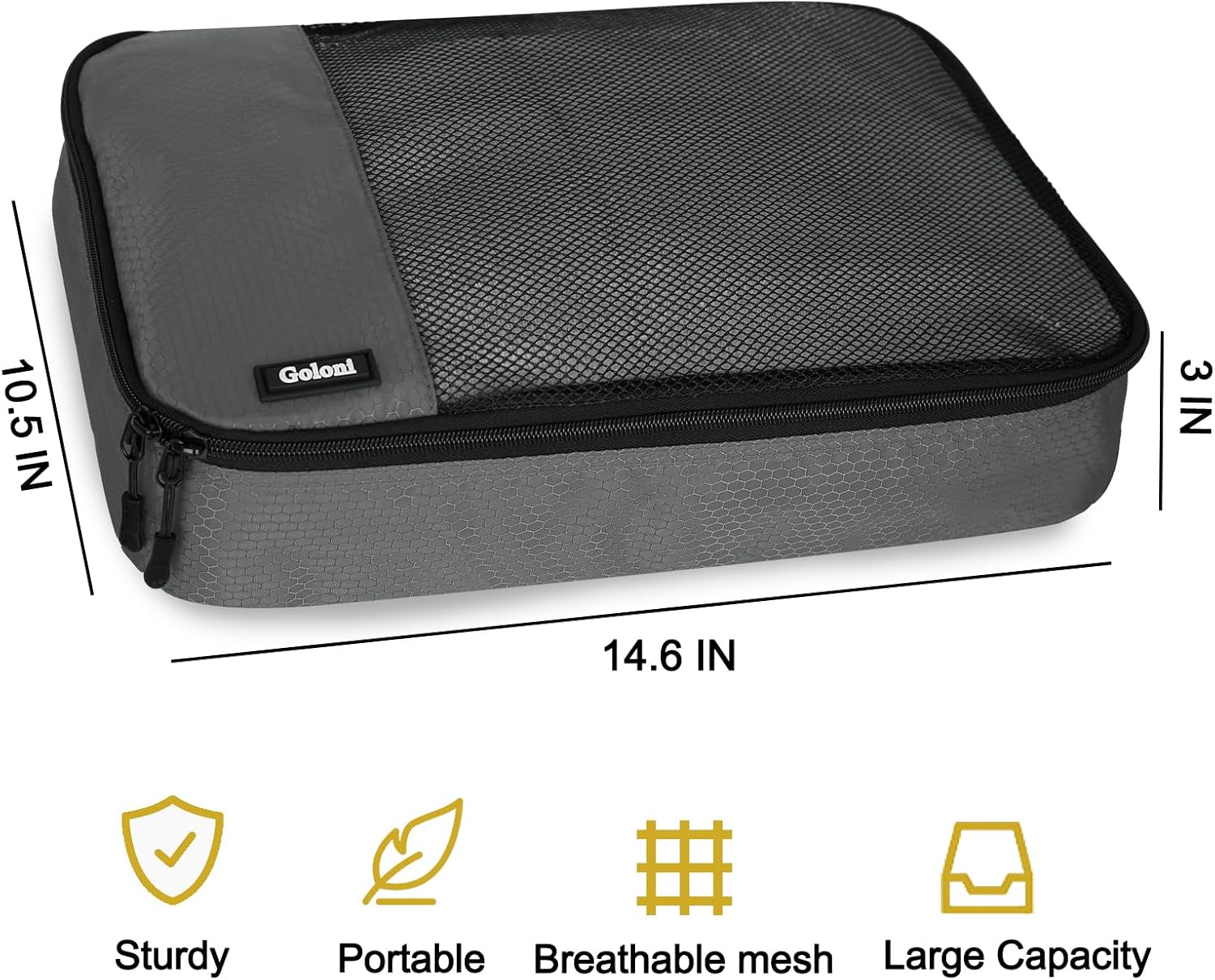 Packing Cubes for Travel,4 Set Packing Cubes for Suitcases,Lightweight Mesh Luggage Organizer Bag with Double Zipper,Grey image 2