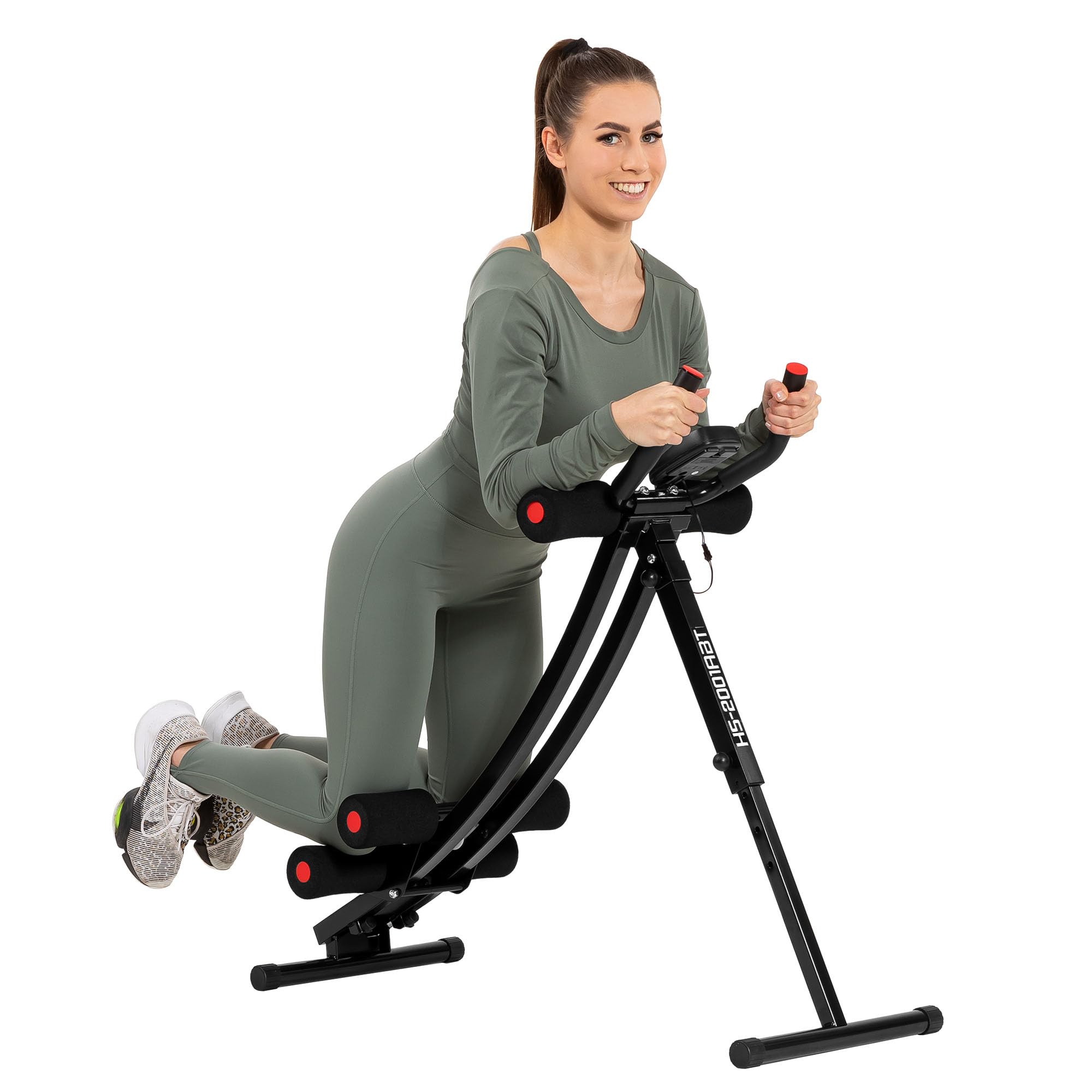 HOP-​Sport® Machine Abdominaux Pliable Multifonction HS-​2001A Support Genoux, Réglage de la Hauteur à 4 Niveaux, Appareil Abdominaux Renforcement Musculaire avec Ordinateur